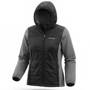 Columbia Hooded Nylon Fleece Hooded Women Lightweight Gray & Black Jacket Size L